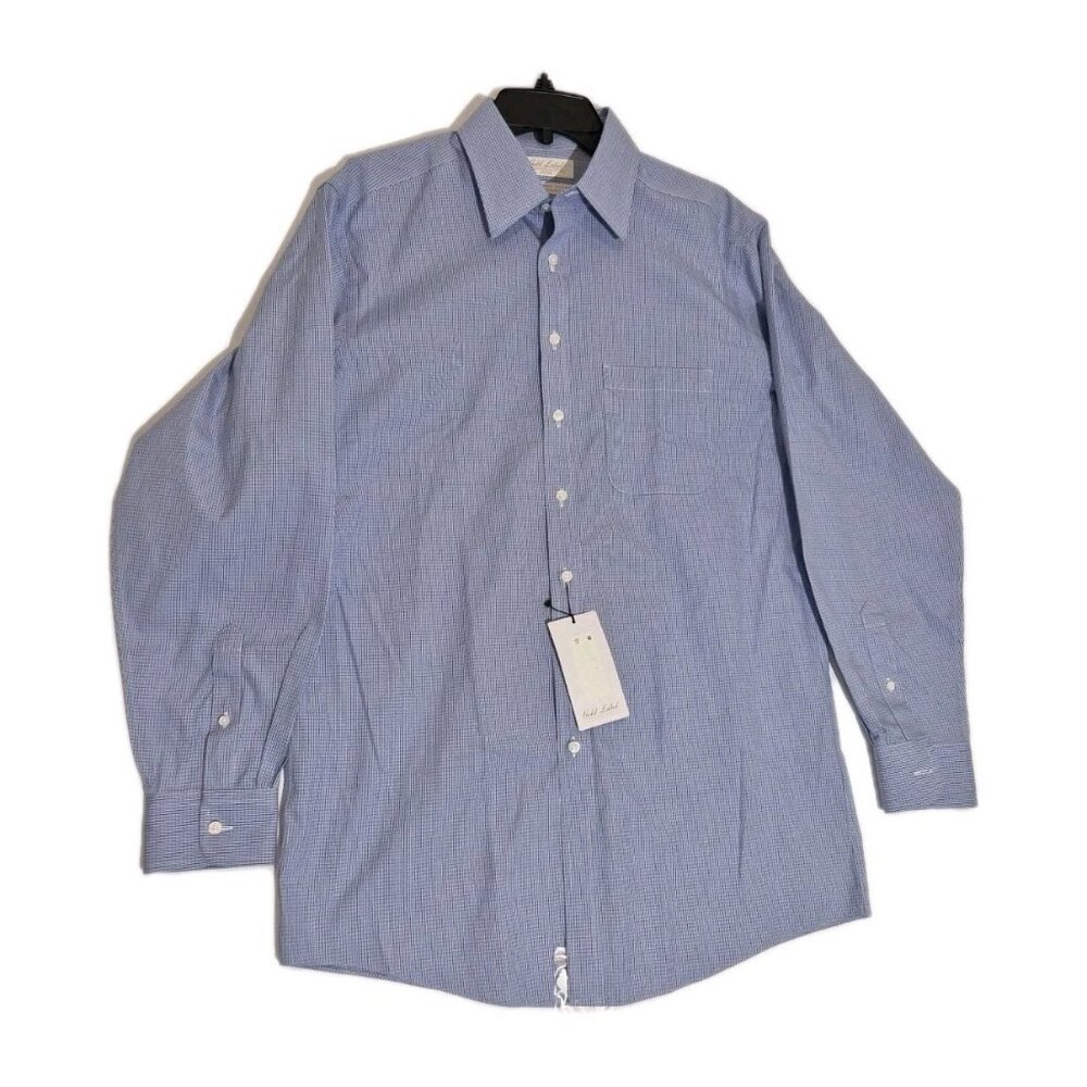 Roundtree Yorke Gold Label Men's Shirt Size 15.5 34 Blue White Fitted (08)